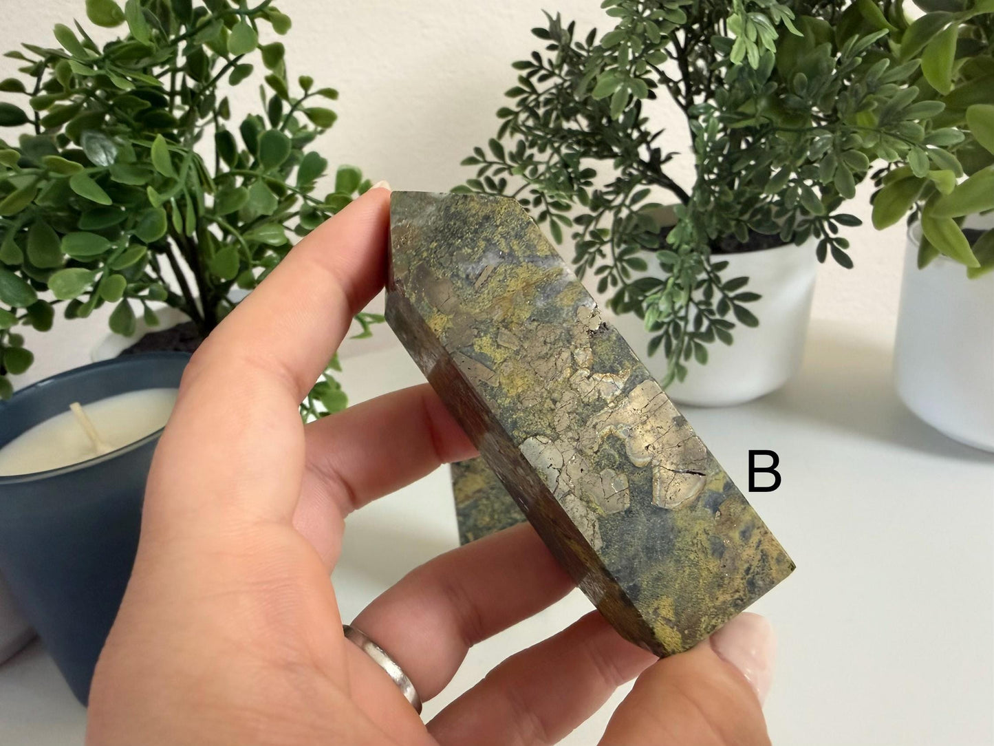 Pyrite & Moss Agate Towers