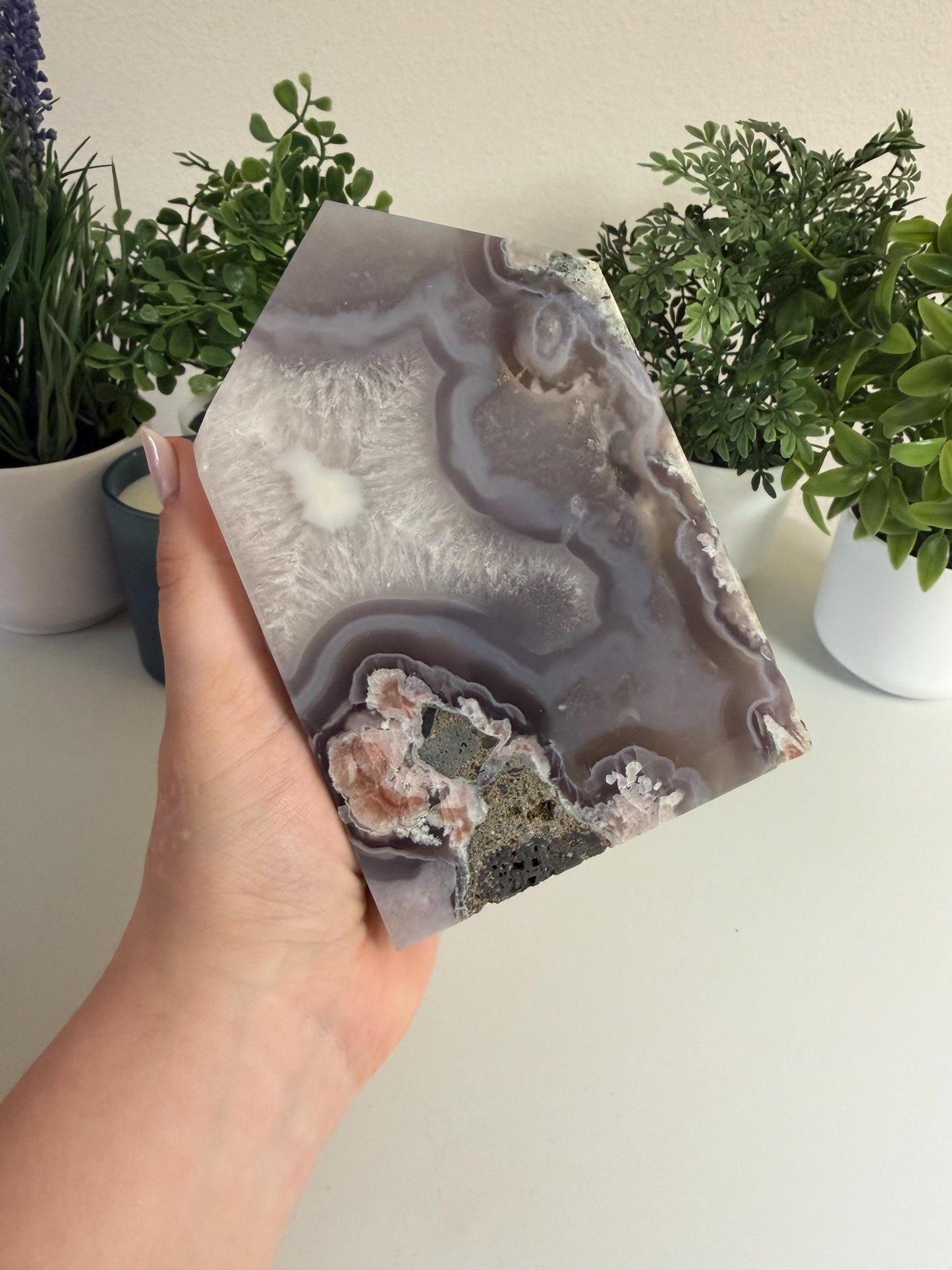 XL Flower Agate Tower | Statement Crystal Decor