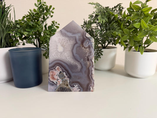 XL Flower Agate Tower | Statement Crystal Decor