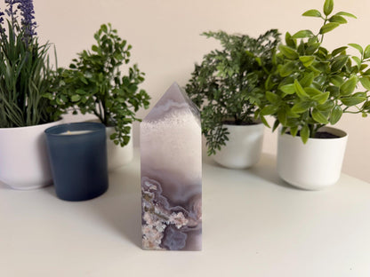 XL Flower Agate Tower | Statement Crystal Decor