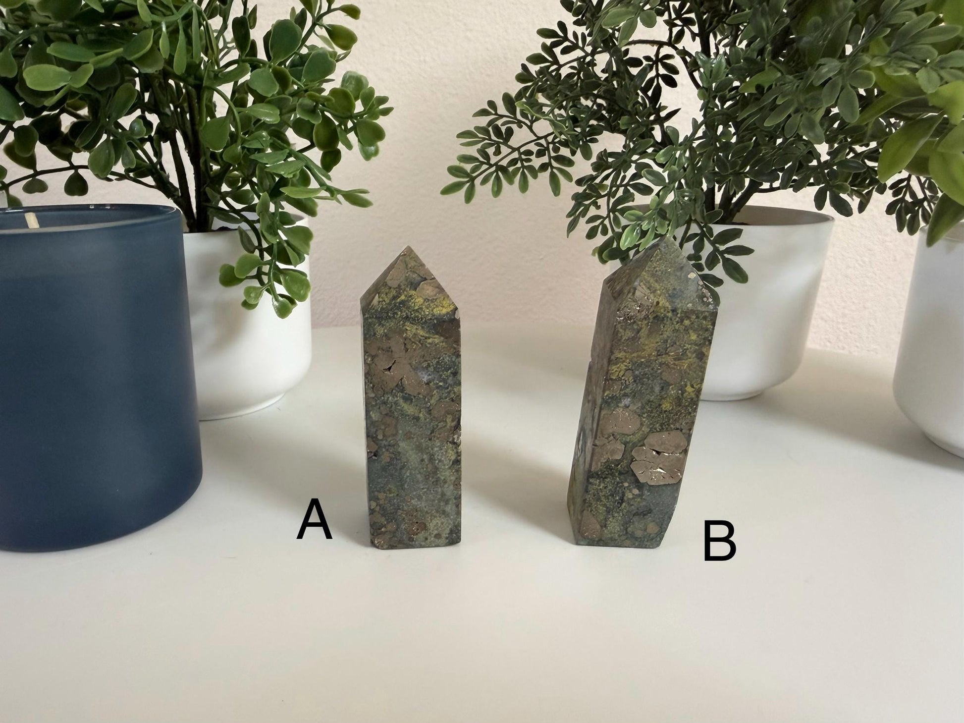 Pyrite & Moss Agate Towers