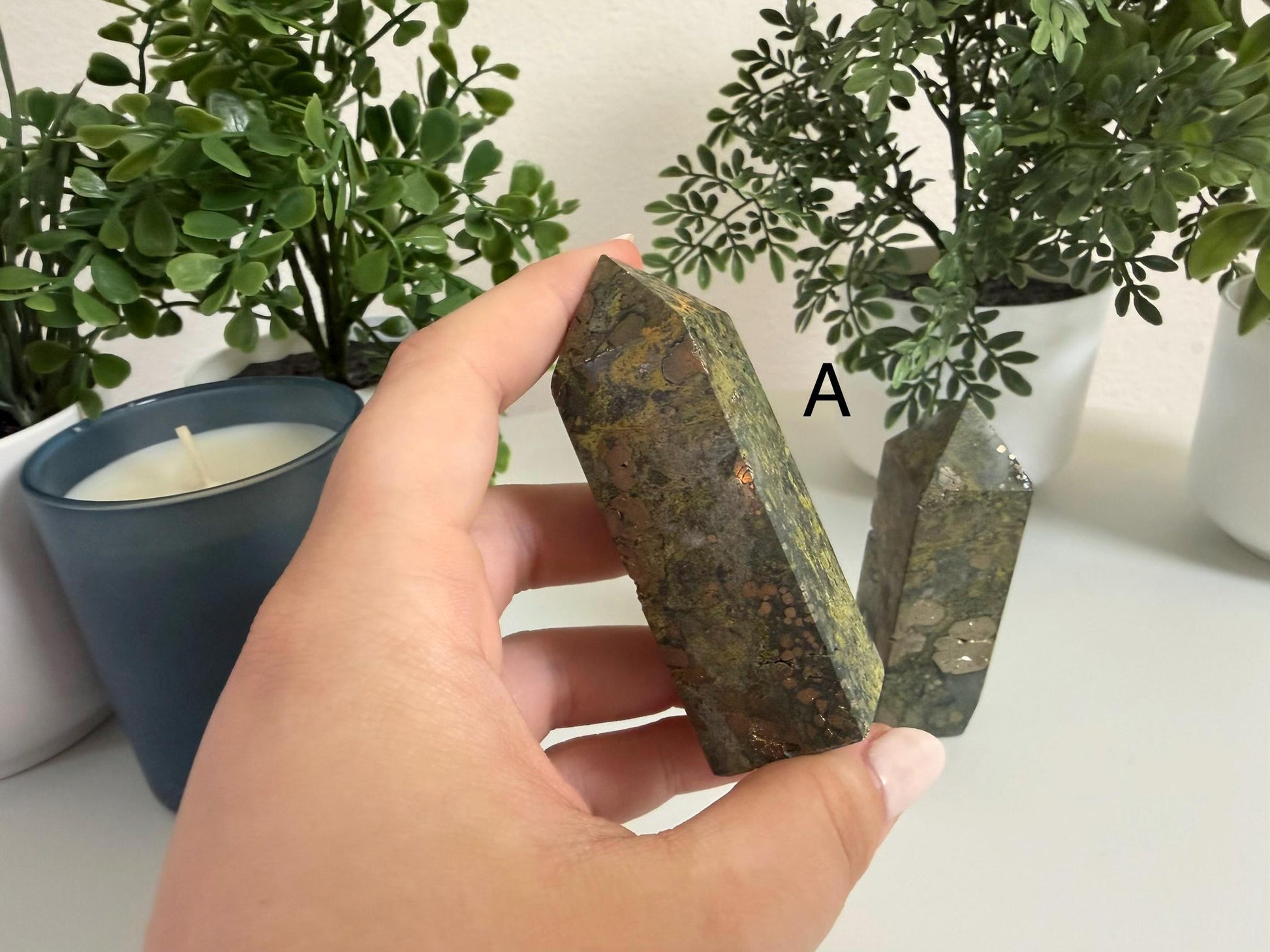 Pyrite & Moss Agate Towers