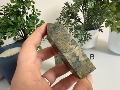 Pyrite & Moss Agate Towers