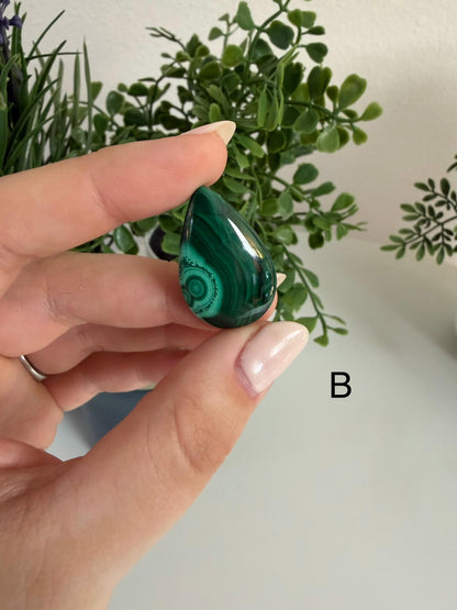 Malachite Tear Drop Cabochons