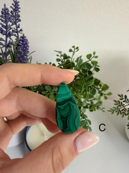 Malachite Tear Drop Cabochons