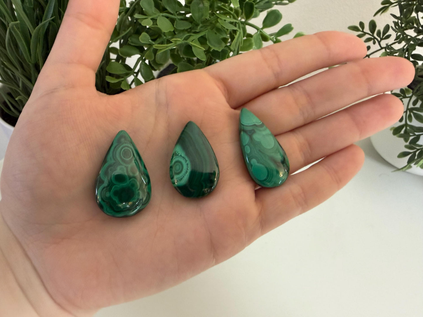 Malachite Tear Drop Cabochons