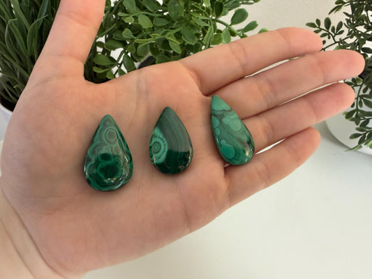 Malachite Tear Drop Cabochons
