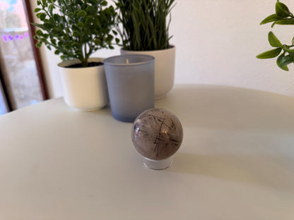 Tourmalinated Quartz Sphere