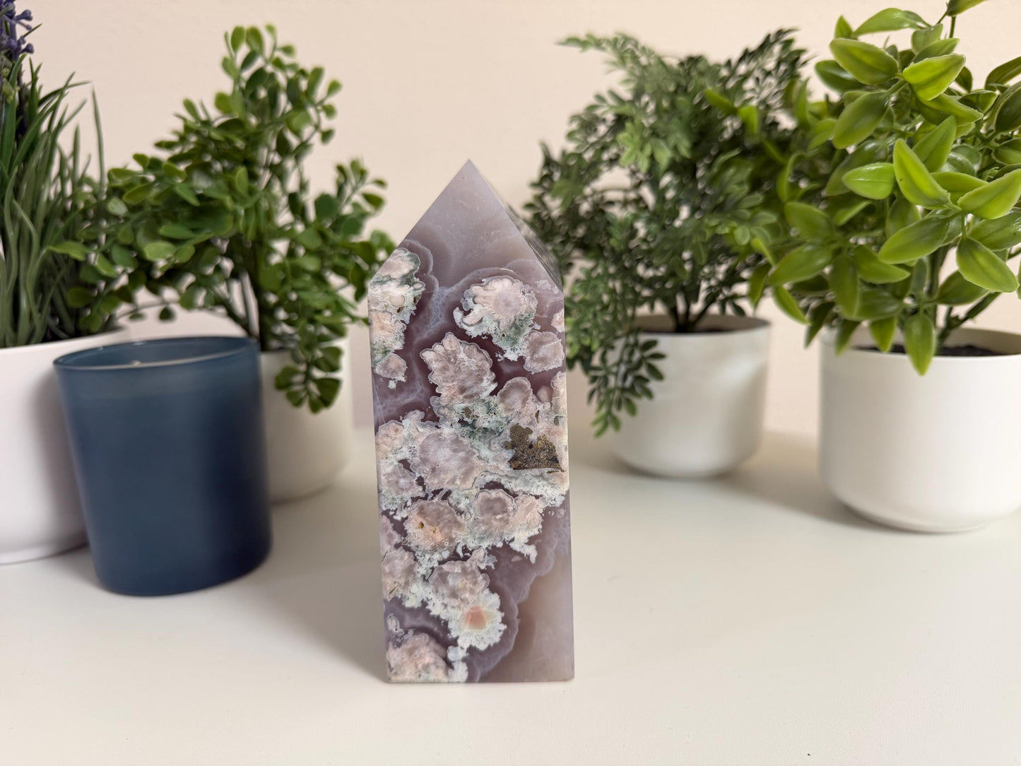 XL Flower Agate Tower | Statement Crystal Decor