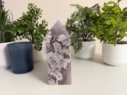 XL Flower Agate Tower | Statement Crystal Decor