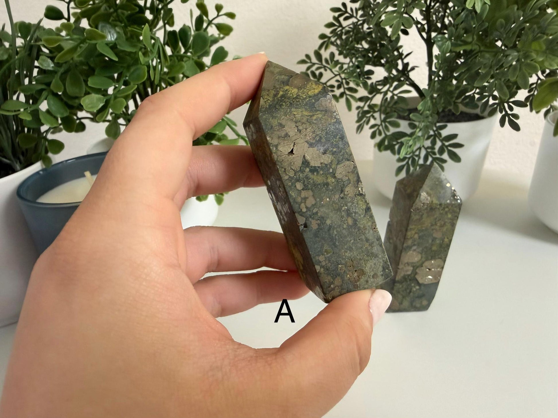 Pyrite & Moss Agate Towers