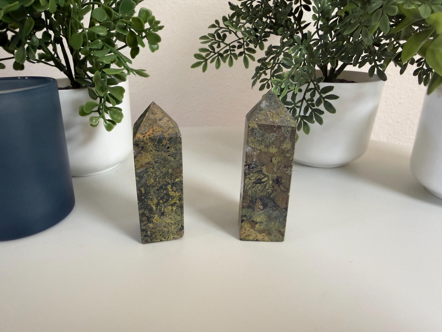 Pyrite & Moss Agate Towers