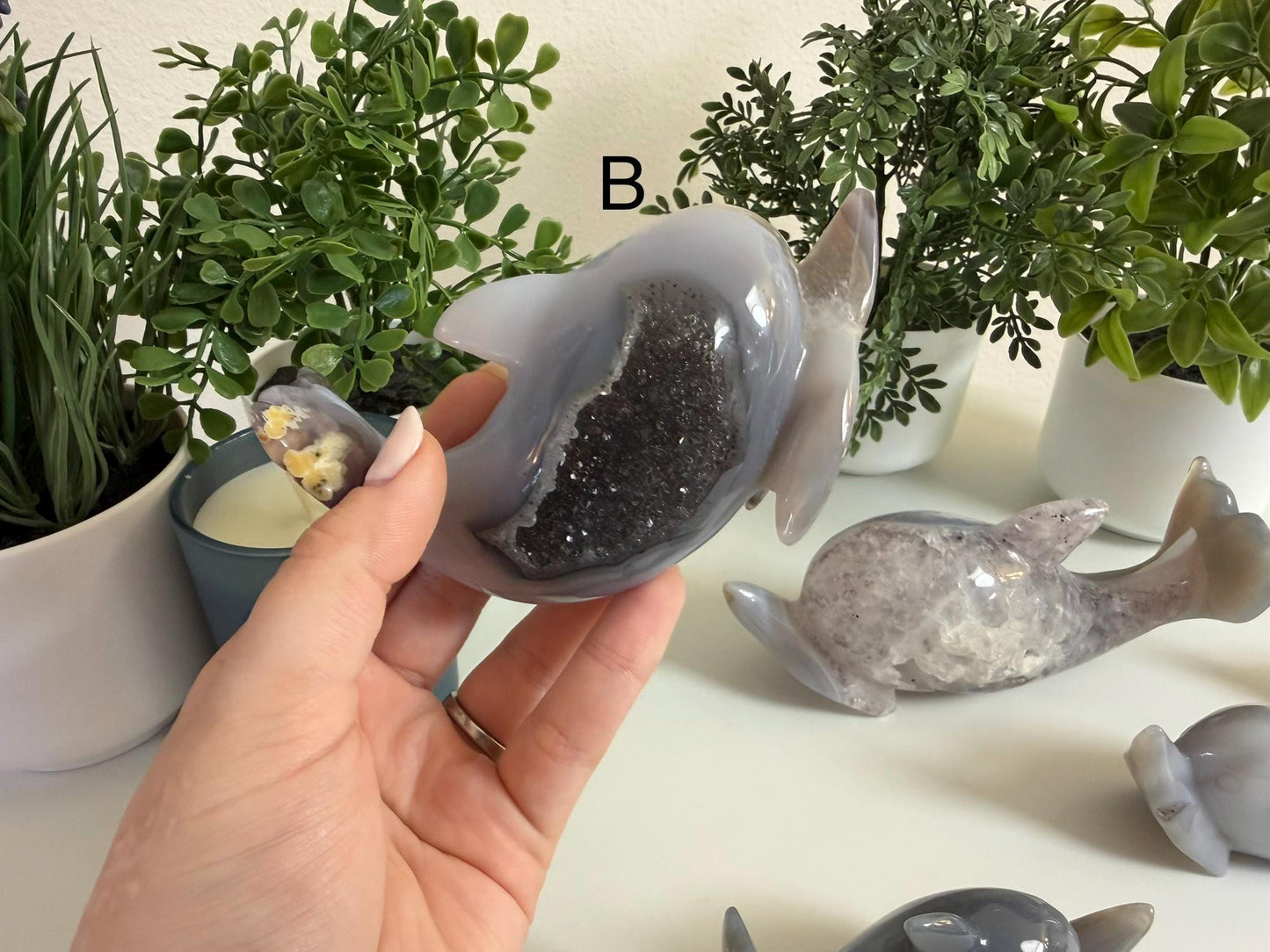 Agate Dolphin Carvings
