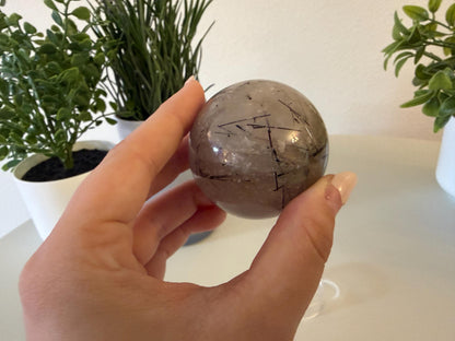 Tourmalinated Quartz Sphere