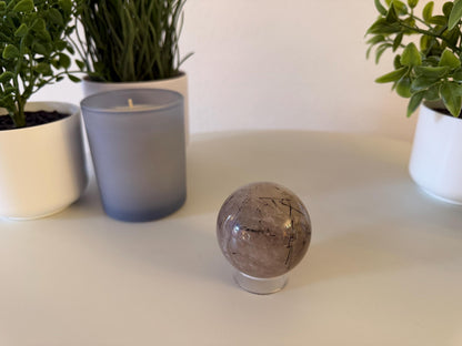 Tourmalinated Quartz Sphere