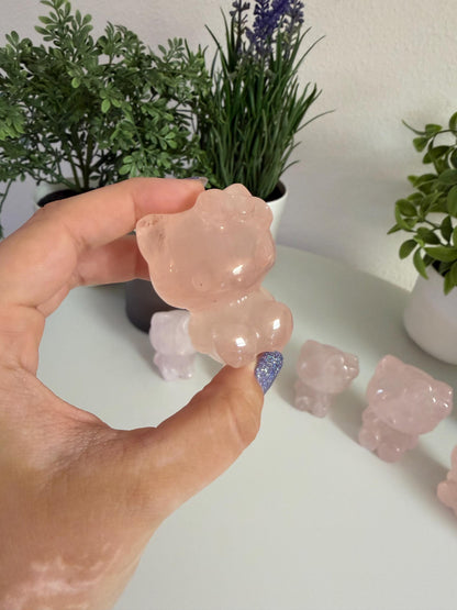 Rose Quartz Hello Kitty Carving