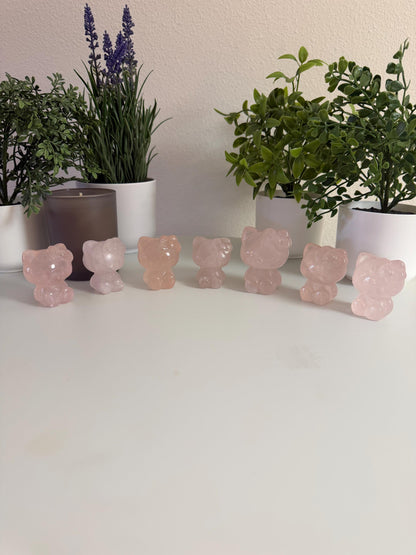 Rose Quartz Hello Kitty Carving