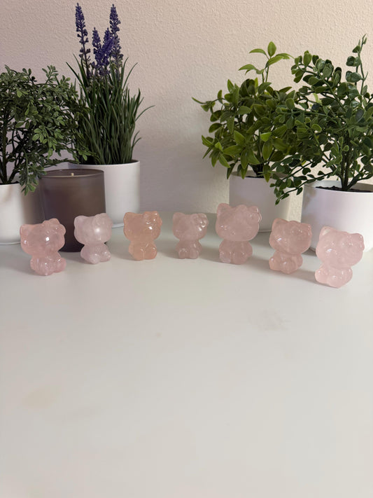 Rose Quartz Hello Kitty Carving