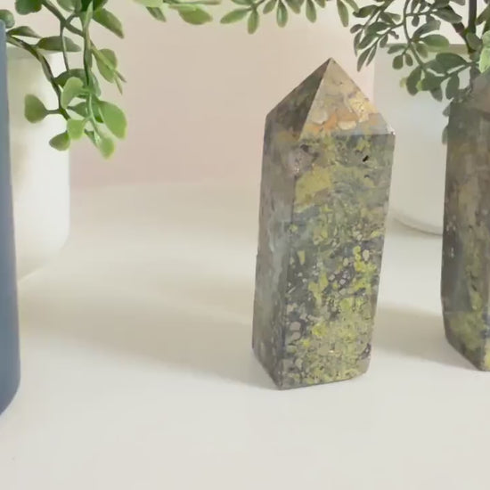 Pyrite & Moss Agate Towers