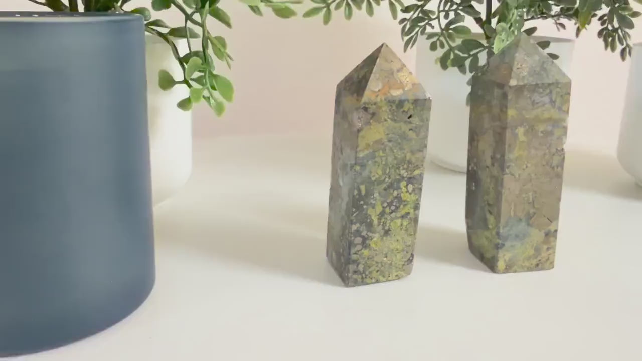 Pyrite & Moss Agate Towers