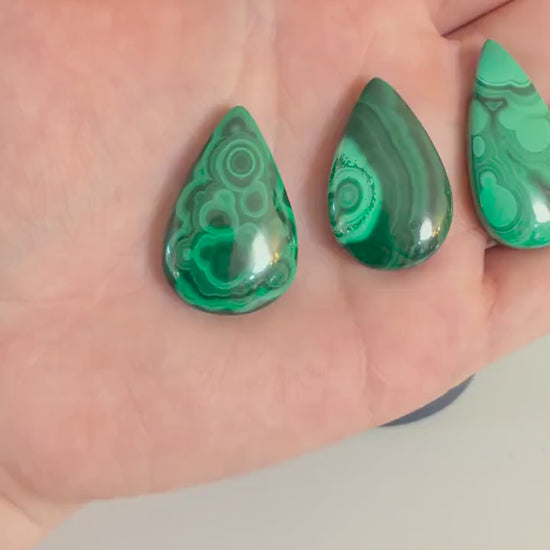 Malachite Tear Drop Cabochons