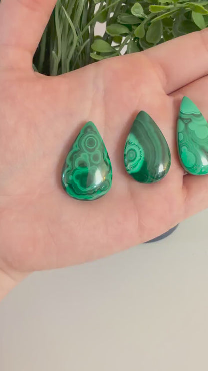 Malachite Tear Drop Cabochons