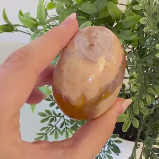 Flower Agate Palm Stone